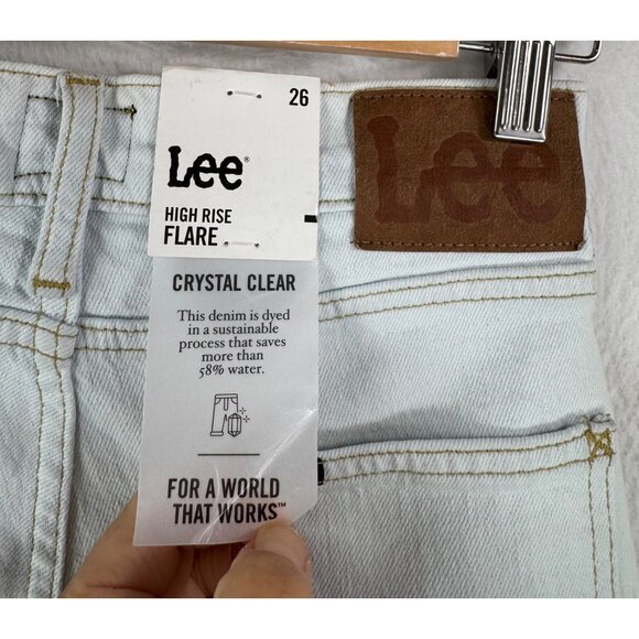 Lee High Rise Flare Jeans western‎ Two-Tone Blue Wash 90s Size 26 - Picture 4 of 9